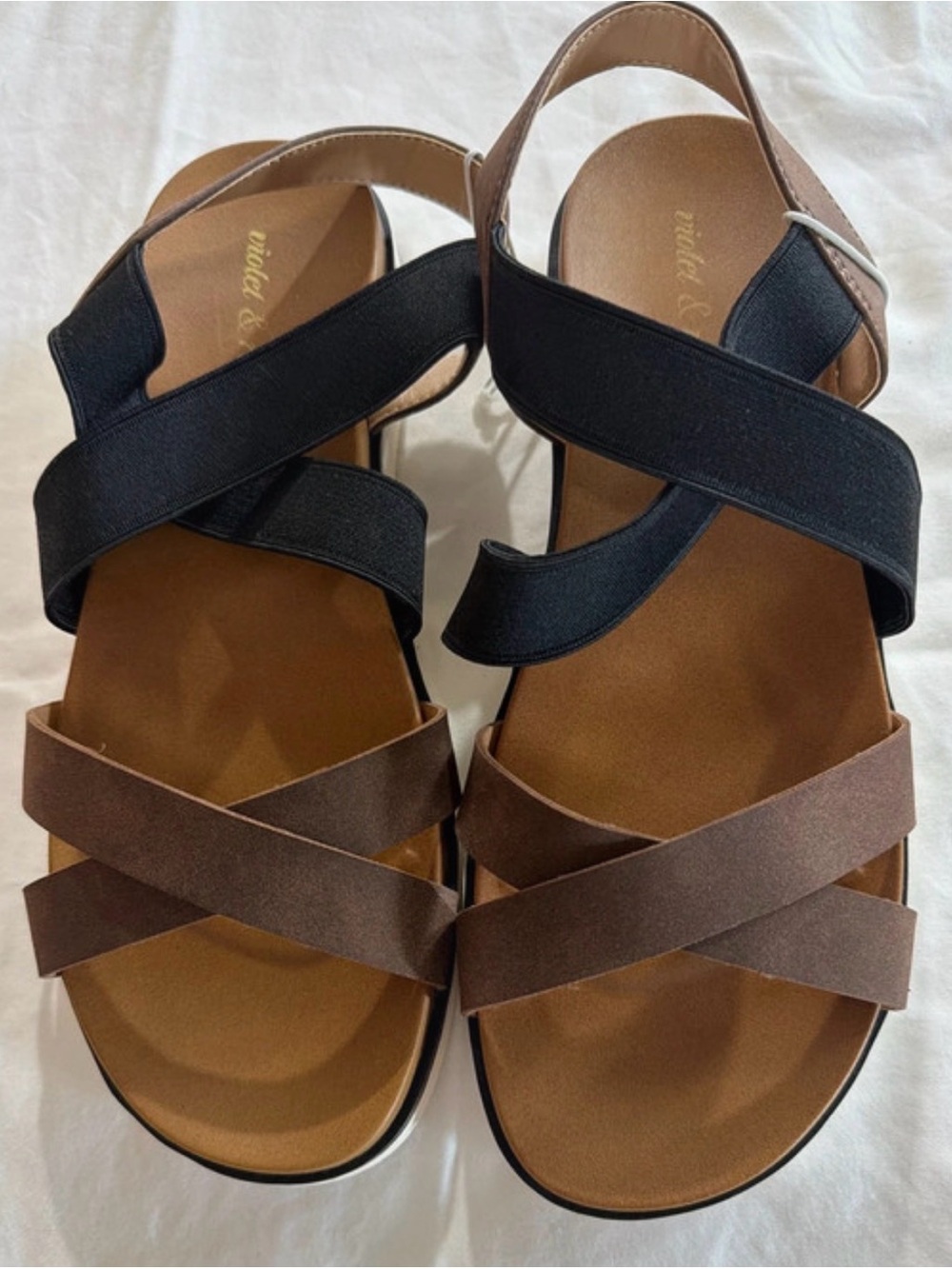 Women’s Cross-Strap Slingback Sandals — Black & Brown